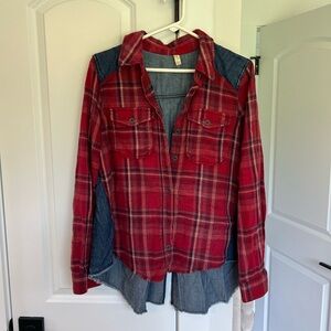 Free People Plaid Button Up